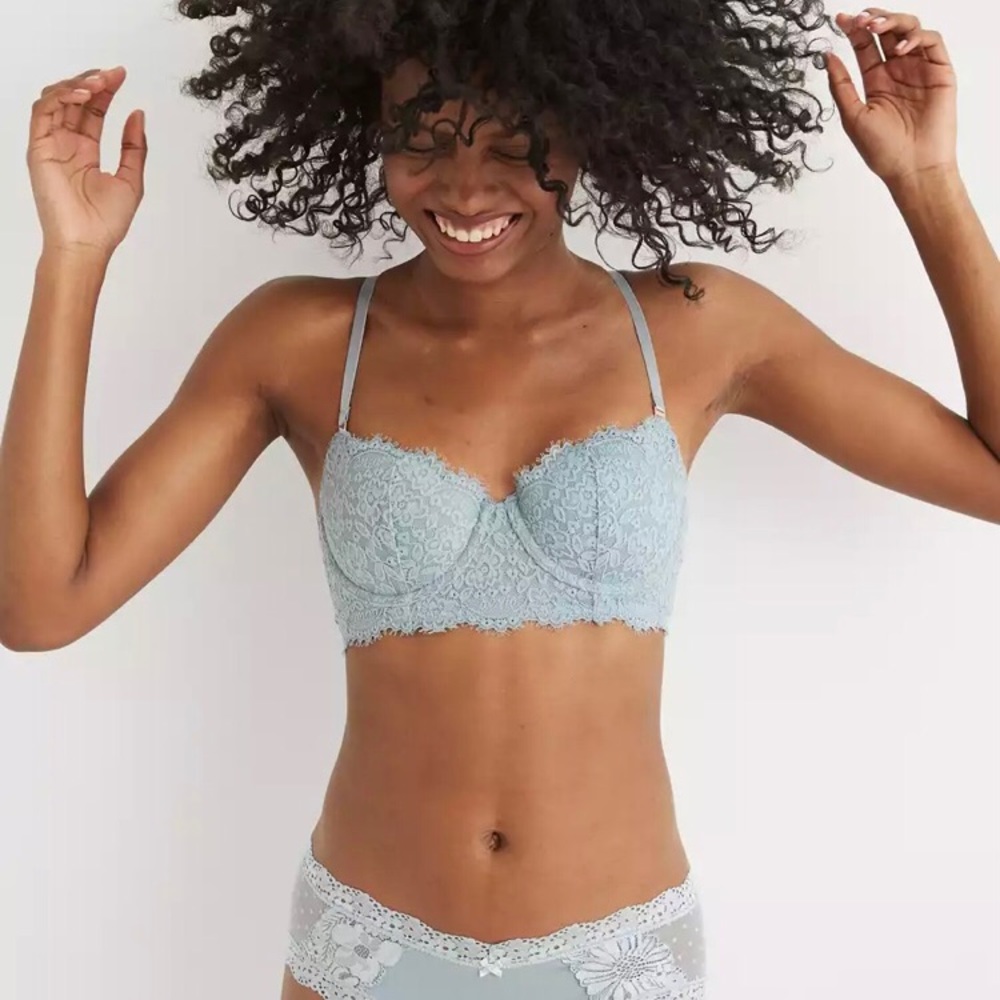 Aerie light blue lace balconette bra